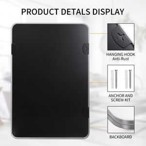 Specchio Moderno Rettangolare da Parete 60x90 cm Argento con Cornice Profonda in Metallo per Camera da Letto e Soggiorno - Product Image 5