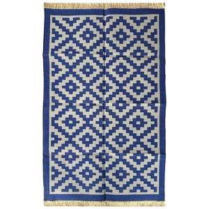 Tapis Dhurrie de tapis de coton moderne gris bleu et Lite pour le coureur de plancher de cuisine et de chambre à coucher 007 - Product Image 2