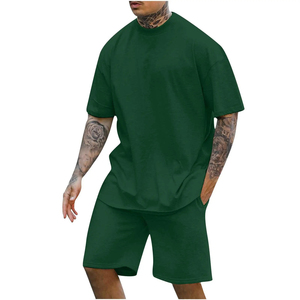 Wholesale High Quality Cotton Breathable Fabric Male Summer Two Piece Clothing <b>Set</b> Men Plus Size t Shirt and Shorts <b>Set</b> - Product Image 4