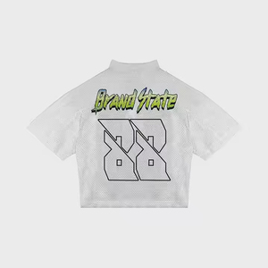 Custom Embroidery Oversized Boxy T-<b>shirt</b> Mesh <b>Polyester</b> Retro Soccer Jersey Streetwear V-neck American Football Jersey Anti-UV - Product Image 6