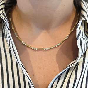 Collar Trio Diamond Station de Oro Sólido 14K/18K con Diamante Cultivado en Laboratorio de 1.12ct Claridad VS+ Certificado IGI, Collar para Usar en Capas - Product Image 2