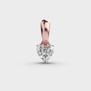 Pendentif solitaire en diamant de forme cœur cultivé en laboratoire certifié IGI en or jaune/blanc et or rose 14 carats, pendentif romantique pour femmes - Product Image 1
