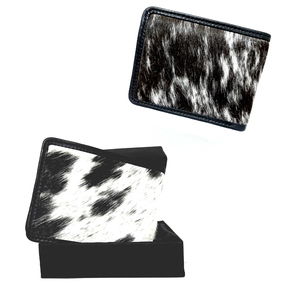 กระเป๋าสตางค์หนังวัวแท้คุณภาพสูงสำหรับผู้ชาย กระเป๋าหนังลายขนสัตว์ กระเป๋าสตางค์แบบพับสองตอน หนังพรีเมียม - Product Image 5