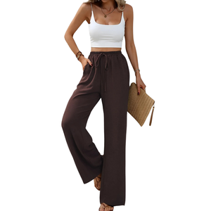 Pantalones Casuales de Pierna Ancha para Mujer, Elegantes, Transpirables, de Tela Suave, de Cintura Alta, para el Trabajo, Viajes, Compras y Uso Diario - Product Image 1