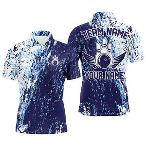 Customize <b>Back</b> Front Design Men's 100% Polyester Heat-Transfer Printed Quarter Zip Bowling Shirt Leopard Quick Dry Breathable - Product Image 2