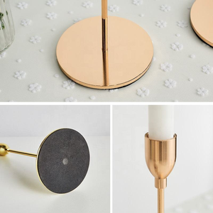 Porte-bougie en métal doré de style nordique moderne, support décoratif pour bougie de table de mariage, pour la décoration de la maison - Product Image 6