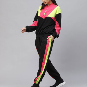 Women's Color Blocking Tracksuit Set Full Sleeve Half-<b>Zip</b> Regular Fit Sporty Style Winter Wear Side Pockets Anti-Pilling <b>Hooded</b> - Product Image 5