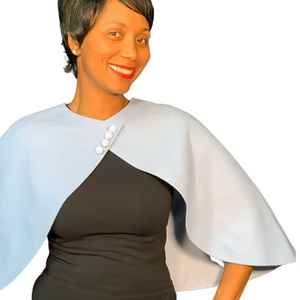 แจ็คแอนด์จิล วินเทจ เคปเล็ตสีน้ำเงิน ผ้าคลุมไหล่สตรีแขนสั้นสุดหรูหรา สไตล์คลาสสิคย้อนยุค สำหรับโอกาสพิเศษ - Product Image 6