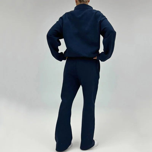 Conjunto Deportivo Unisex Blanco, Sudadera y Pantalones Largos, Corte Holgado Informal con Bolsillos Laterales, Cuello Camisero, Ropa de Otoño - Product Image 2