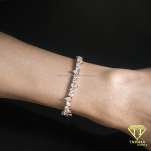 กำไลเทนนิสฮิปฮอปประดับเพชรโมอิสซาไนต์แบบ Iced Out ทำจากเงินแท้ 925 พร้อมประดับด้วยพลอยทรงหยดน้ำและทรงกลมสลับกัน - Product Image 6