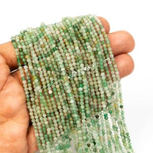 ลูกปัดควอตซ์สตรอเบอร์รี่สีเขียวขนาด 2 มม. ทรงกลมเหลี่ยมเพชรพลอยขนาดเล็ก สำหรับทำเครื่องประดับ ขายส่งแบบเป็นมัด ความยาว 13 นิ้ว - Product Image 1