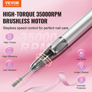 Trapano elettrico senza fili per unghie 35000RRM motore Brushless ricaricabile 6 Bit 50 pz fascia di levigatura Gel acrilico Nail Manicure Pedicure - Product Image 2