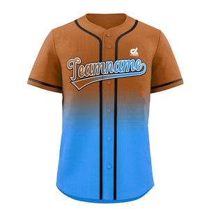 เสื้อเบสบอลไล่เฉดสีม่วงเขียวแบบกำหนดเองสำหรับผู้ชาย เสื้อทีมแบบติดกระดุม ระบายอากาศได้ดี ผลิตจากโพลีเอสเตอร์ พร้อมปักชื่อส่วนตัว - Product Image 5