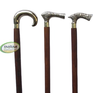 Bastones de madera para caminar, diseño de calidad superior, a la moda, con incrustaciones, asas de latón y mango redondo - Product Image 1