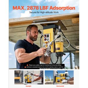 Trapano Magnetico con Motore da 1450W, 2 Profondità di Foratura, 2878 Lbf, 6 Velocità Variabili, Punte per Foratura - Product Image 6