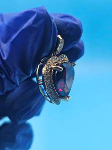 Pendentif Cœur en Aigue-marine, Pierre de Naissance de Mars, Pendentif Halo en Argent 925 Plaqué Or pour Femme, Cadeau Délicat - Product Image 4