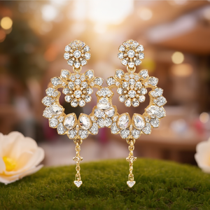 Pendientes Colgantes con Dijes de Flor de Circonio para Fiesta, Moda de Tendencia - Product Image 3