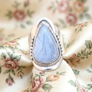 Blue Lace Agate <b>Ring</b> 925 Sterling Silver Handmade <b>Statement</b> <b>Ring</b> Yellow Gold Rose Gold Plated Boho Jewelry Gift for Christmas - Product Image 6