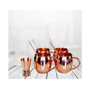 authentic copper moscow mule <b>mug</b> <b>set</b> elegant hammered finish for cocktails kitchen barware reusable drink cups - Product Image 6
