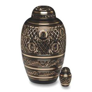 Premium Brass Metal Funeral Urn - <b>Large</b> Emerald Green Cremation Urns for Adults - Hand Engraved Decorative Memorial Vase Urn - Product Image 6