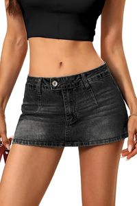 High Waisted Denim Mini <b>Skirt</b> With Side Slit Bodycon Fit Stonewashed Solid Color Casual Women's <b>Skirt</b> Spring Style - Product Image 3