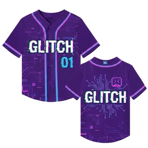 Glitch Unisex <b>Baseball</b> Jersey Full Print Short Sleeve Breathable Polyester Adult Sport Apparel All Seasons Regular Fit - Product Image 4