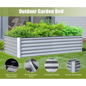 Large 6x3x1.5ft Galvanized Metal <b>Planter</b> Box Outdoor Raised Garden Bed Garden Supply for Growing <b>Vegetables</b> and Fruits - Product Image 3