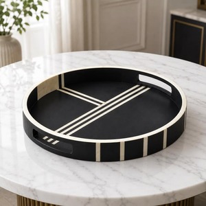 Natural Bone Inlay Wood Serving Trays Handmade Decorative Tableware Kitchen Dining Room <b>Coffee</b> <b>Table</b> Home Decoration - Product Image 2