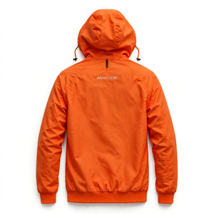 Veste coupe-vent à capuche pour homme, couleur personnalisée, fermeture éclair quart de tour, décontractée, printemps, avec poche avant, en polyester léger - Product Image 2
