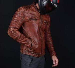 Chaqueta de Cuero Genuino para Motociclistas, Estilo Masculino y Atrevido, Corte Ajustado, Diseñada para Hombres, Lona Ecológica, Personalizable - Product Image 6
