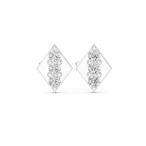 Luxury Vintage <b>Silver</b> Geometric Diamond <b>Stud</b> Earrings IGI Certified Womens Fine Jewelry for Wedding & Engagement Gift - Product Image 1