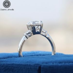 Anillo de Compromiso Charm_Jewells con Moissanita Corte Princesa, Plata 925, Engaste de Garras, Clásico, para Mujer - Product Image 2