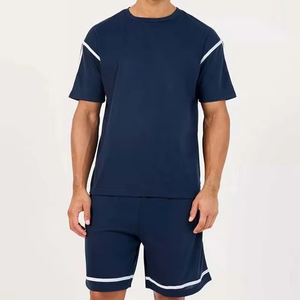 Conjunto Deportivo para Hombre, Camiseta y Pantalones Cortos Azul Marino con Detalles Reflectantes, Ropa Deportiva Transpirable para Entrenamiento de Verano - Product Image 1