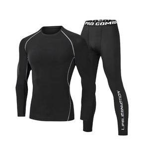 Vêtements de compression pour hommes, manches longues, sous-vêtements et leggings de compression avec panneau imprimé par sublimation, tenue de sport pour hommes - Product Image 5