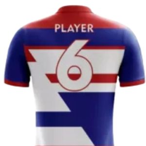 Ensemble de tenue de football bleu roi et rouge avec accents blancs, maillot de football à manches courtes et short, uniforme d'équipe respirant pour les matchs - Product Image 4