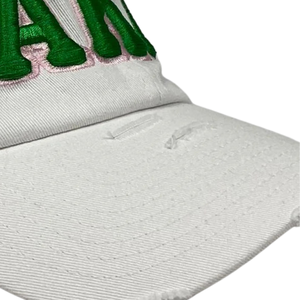 AKA White Hat Green Embroidered Letter Baseball <b>Cap</b> Adjustable Cotton Headwear Casual Fashion <b>Vintage</b> Style <b>Cap</b> for Men Women - Product Image 4