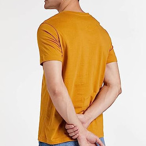 <b>Men's</b> Soft <b>Stretch</b> Cotton Solid V-Neck Slim Fit T-<b>Shirt</b>, Fashion Classic Orange Unisex Cotton T <b>Shirt</b> - Product Image 5