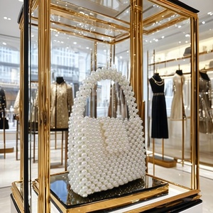 Sac à main de soirée pour femme, pochette à fermoir avec perles, sac fourre-tout blanc pour mariage, été - Product Image 1