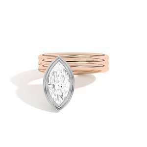 Anillo Espiral Personalizado con 2 Quilates de Diamantes Marquise Cultivados en Laboratorio, Oro Sólido de 14K/18K, Banda Ancha con Engaste de Bisel, Venta al por Mayor, Certificado IGI, Precio de Fábrica - Product Image 3