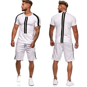 ชุดเซ็ตเสื้อผ้าถักนิตติ้งสองชิ้นกำมะหยี่ยี่ห้อ Popular Lucky Label แบบลำลองไร้รอยต่อสำหรับผู้ชาย ชุดออกกำลังกายฤดูร้อนน้ำหนักเบา พร้อมโลโก้แบบกำหนดเอง - Product Image 1