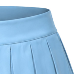 Jupe de cheerleading plissée bleu clair avec bordure rayée jaune et blanche, uniforme de performance athlétique pour femmes et filles - Product Image 3