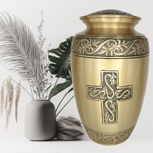 Urna Estilo Americano Blanca Premium para Cenizas de Adultos con Diseño de Cruz de Hiedra Grabada, Capacidad de 200 Pulgadas Cúbicas - Product Image 2