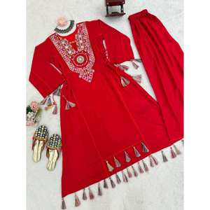 Designer Party Wear Accessoires ethniques haut et bas avec fil et véritable miroir - Product Image 3