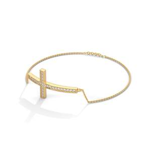 Un délicat bracelet unisexe en or jaune, blanc ou rose 9 carats avec un diamant cultivé en laboratoire de 0,28 ct, style pavé classique, idéal pour un mariage ou un cadeau de fiançailles. - Product Image 5