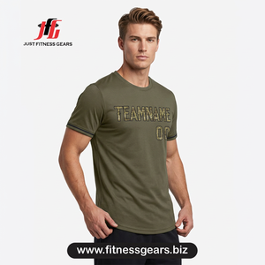 Custom Logo <b>Mens</b> Dry Fit Athletic Gym <b>T</b> <b>Shirt</b> <b>Green</b> Camo Letter Print Short Sleeve Training Sportwear <b>T</b>-<b>Shirt</b> OEM - Product Image 1