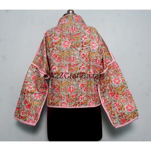 Chaqueta Acolchada Kantha 100% Algodón Puro al por Mayor, Estilo Floral con Bordado, Botones Tejidos, Largo Regular, Abrigo Hecho a Mano - Product Image 5