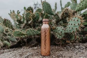 Best Seller Hammered Copper Bedroom Carafe Set Handmade Ayurveda <b>Drinkware</b> For Healthy Daily Water Use - Product Image 2