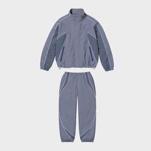 High Demands Custom Logo Gray Men's Lightweight Nylon <b>Wind</b> <b>Breaker</b> Trousers Sets For Summer Outwear Men Sets Highstreet Jackets - Product Image 1