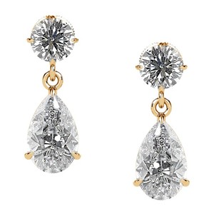 Classic Luxury Round Cut Diamond Drop Stud <b>Earrings</b> with Screw <b>Back</b> 18K Gold IGI Certified Double Diamond Fine Jewelry - Product Image 5