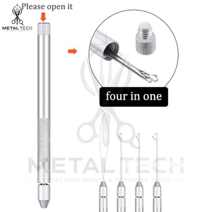 Latch Hook Loop Needle Micro Ring Hair Extension <b>Threading</b> <b>Tool</b> Detachable Head Silver Styling Accessories Export - Product Image 3